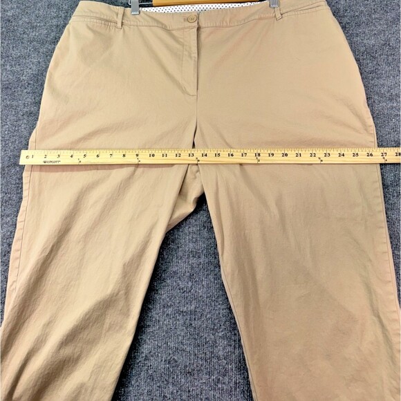 Talbots Perfect Crop Curvy Stretch Pants Plus Size 20W Khaki Cute 3 Button Hem - Picture 5 of 10